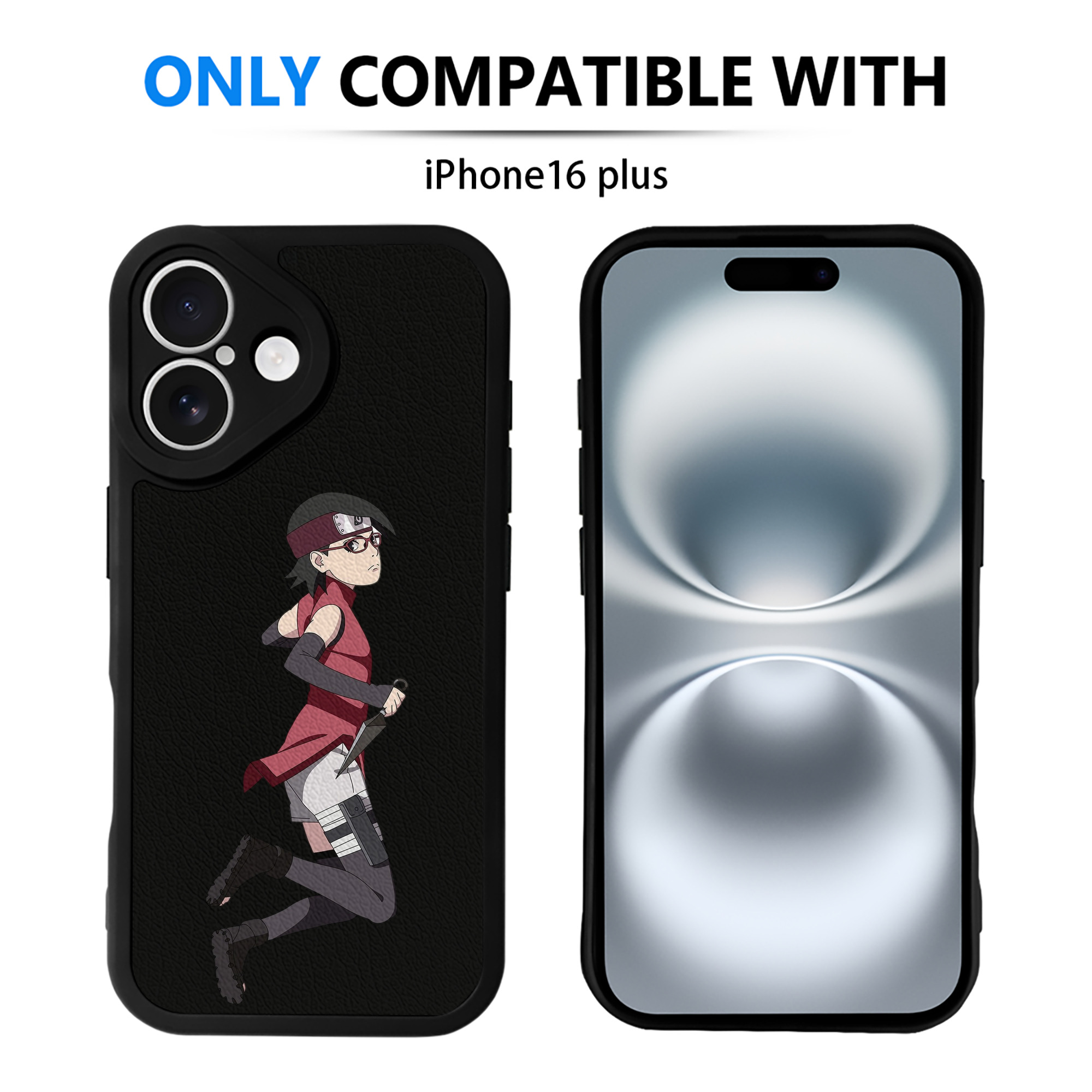 （画像用） NARUTO -ナルト- うちは サラダ Uchiha Sarada 【iPhone 16シリーズ対応】シリコンスマホケース（レザー調） 材質：シリコン